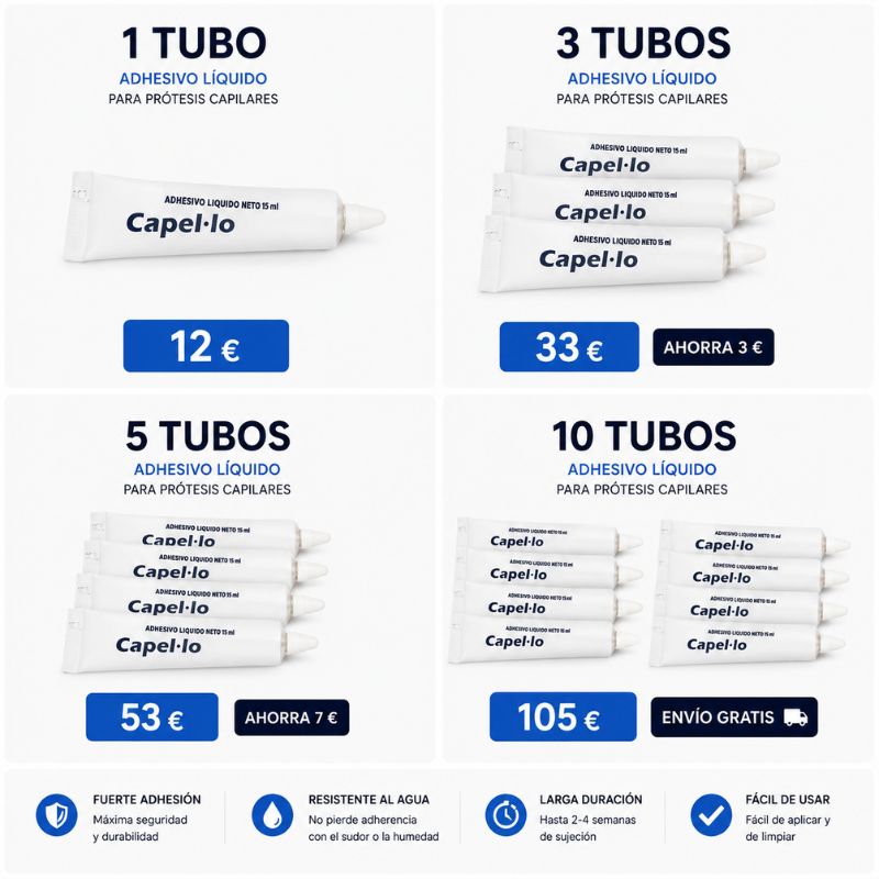 Adhesivo líquido para prótesis capilares